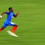 A football player running fast